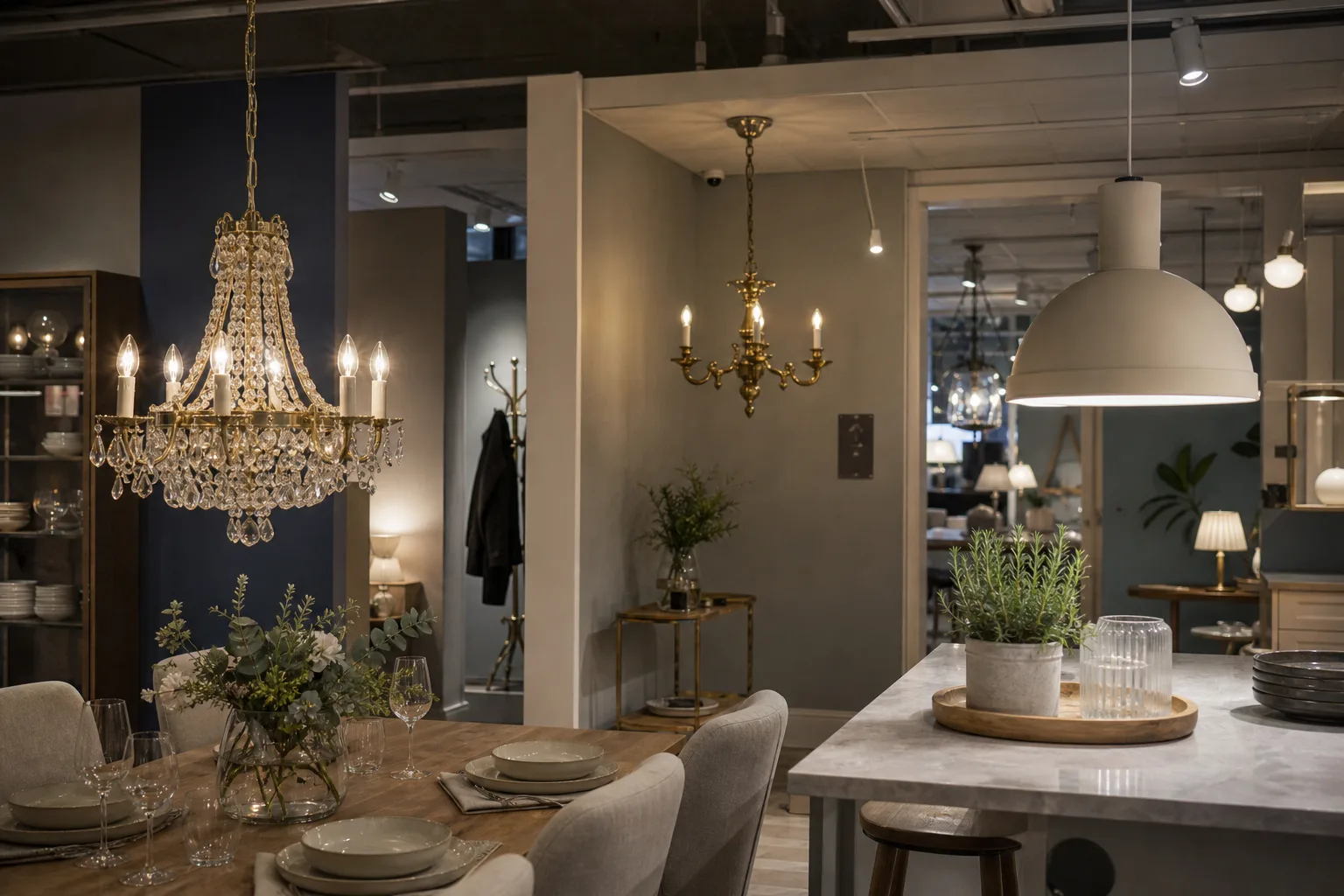 Tre olika generiska taklampor i provmiljö