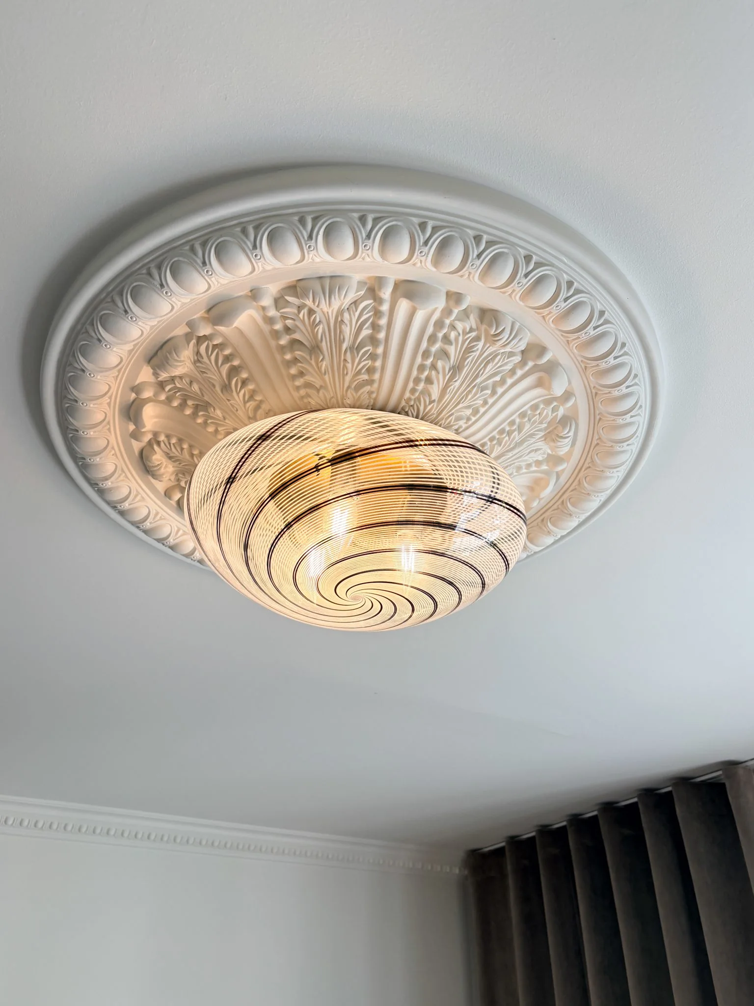 Vintage Murano Swirl Plafond i svart
