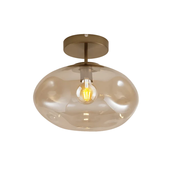 Nordic Lighting Iformo plafond i amberglas och mässing, 35 cm i diameter