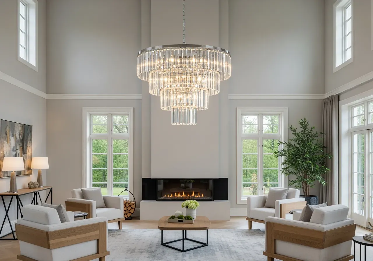 Karamell Murano bladljuskrona i krom