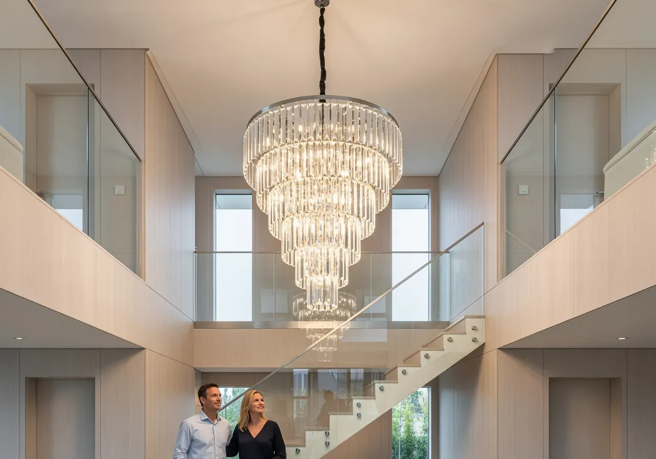 Murano diskljuskrona i vit alabaster