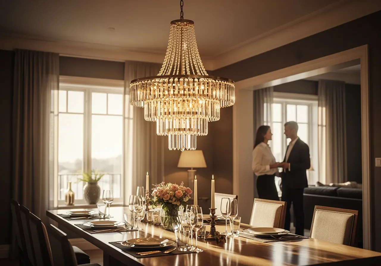 Flerfärgade Murano-prismor i ljuskrona