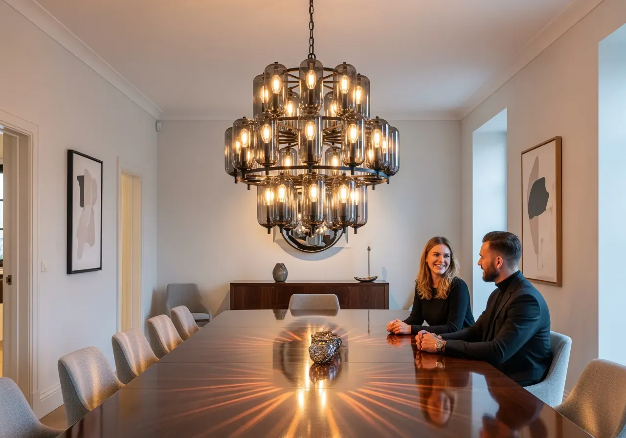 Murano rörkrona i patinerad krom