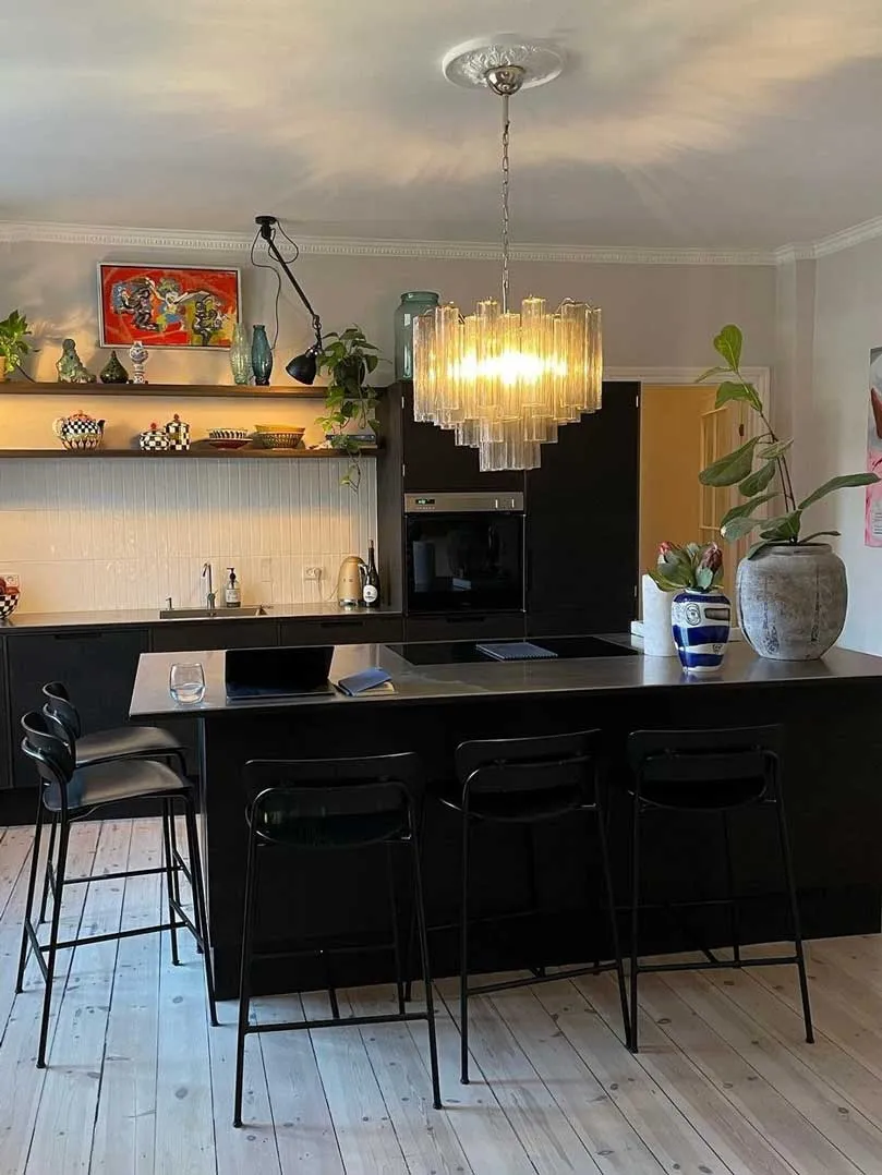 Murano ljuskrona – 36 rör – Rökig Krom patinerad