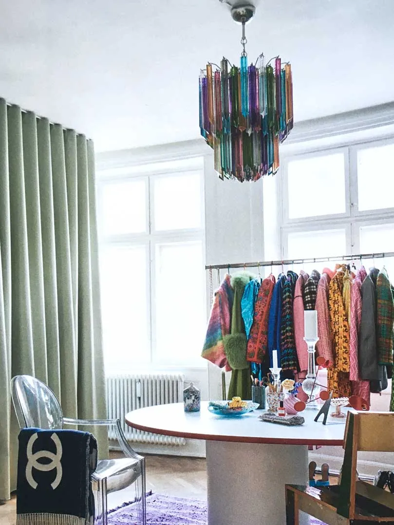 Murano ljuskrona – 107 prismer – Multi Krom patinerad