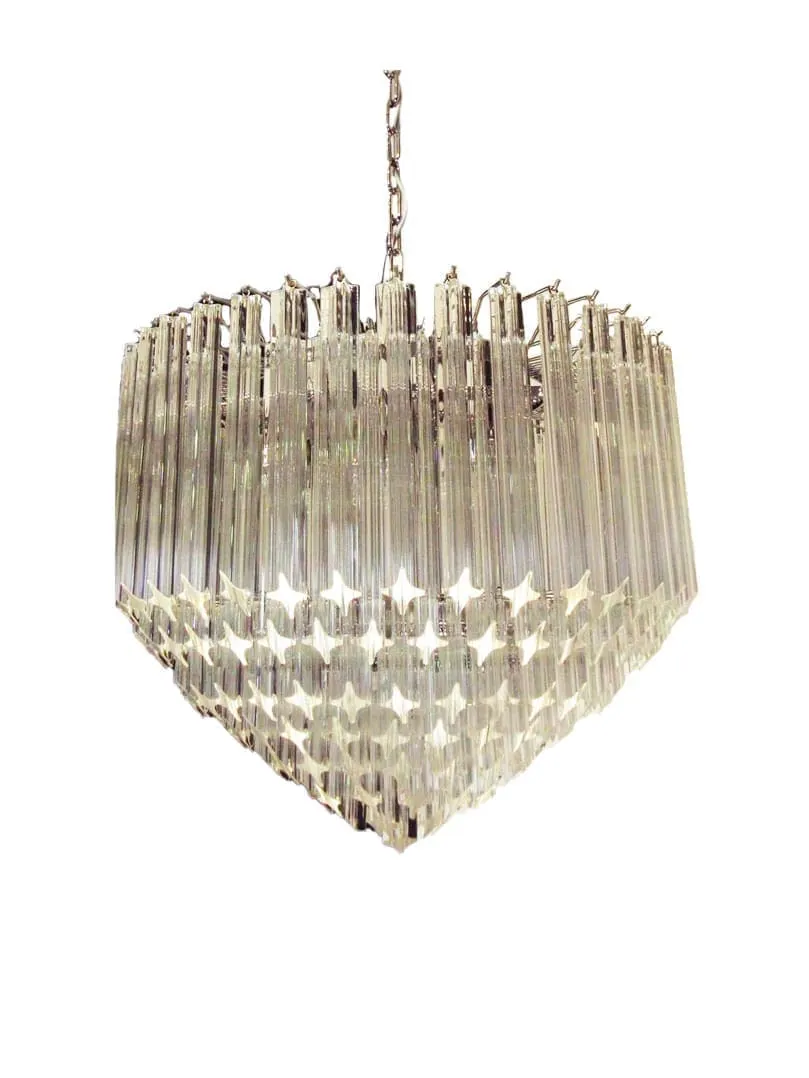 Murano ljuskrona – 163 prismer – Klar Krom blank