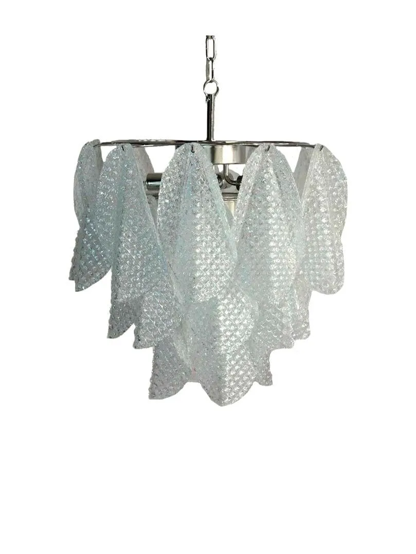 Murano ljuskrona – 23 Rondini – Granigliar – Klar Krom patinerad