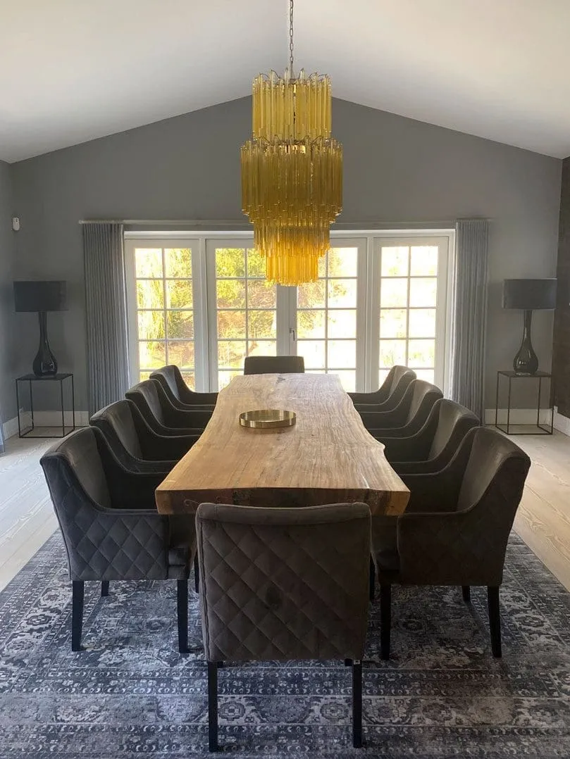 Murano ljuskrona – 242 prismer – Bärnsten Krom blank