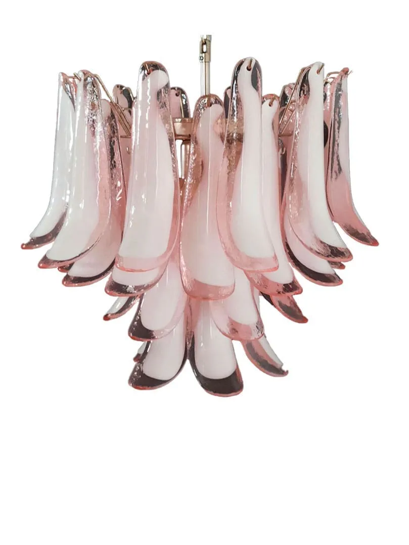 Murano ljuskrona - 36 kronblad - Rosa Krom patinerad