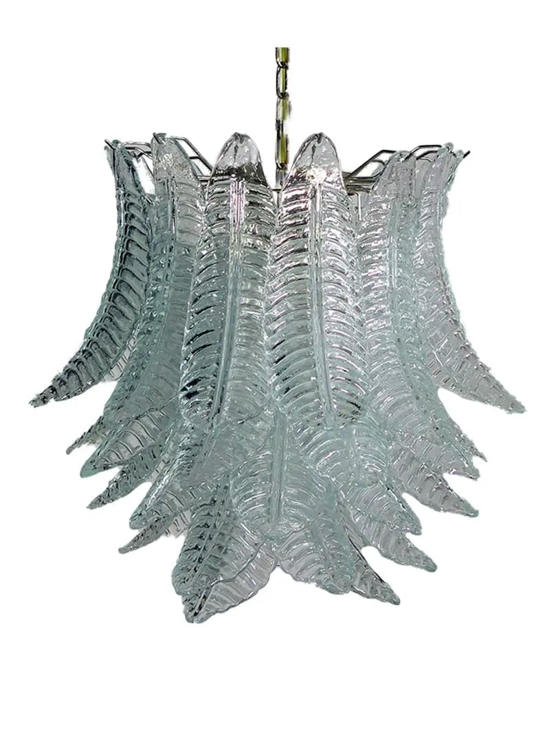 Murano ljuskrona – 41 glasblad – Klar Krom blank