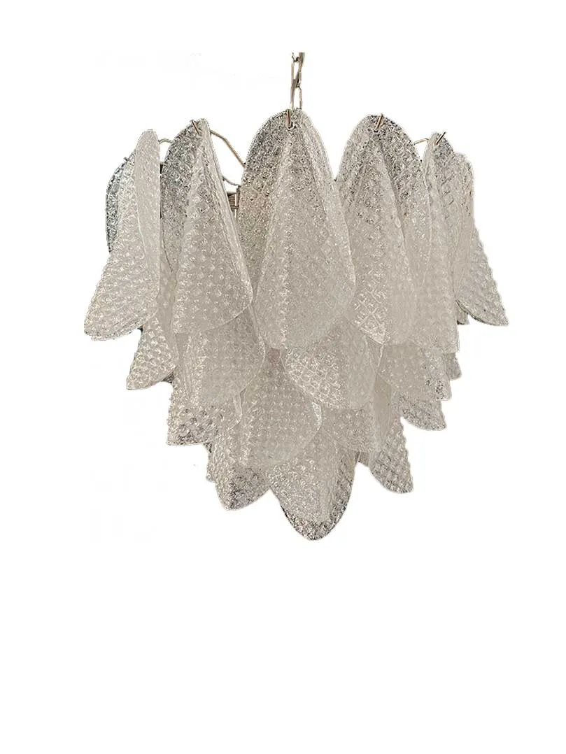 Murano ljuskrona – 41 Rondini – Graniglia – Klar Krom patinerad