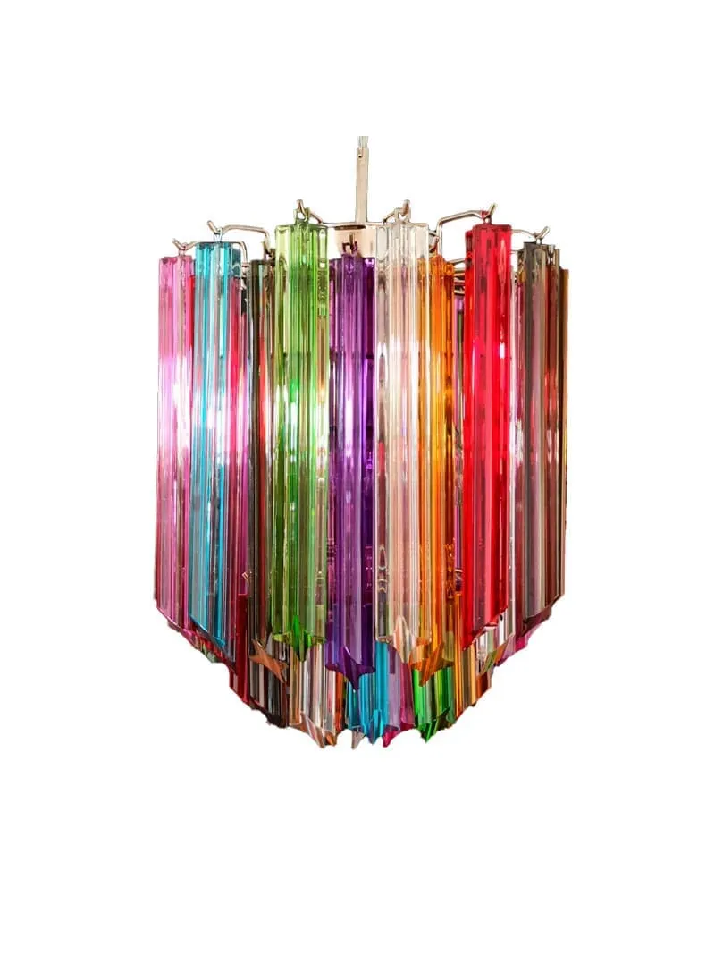 Murano ljuskrona – 47 prismer – Multi Krom patinerad