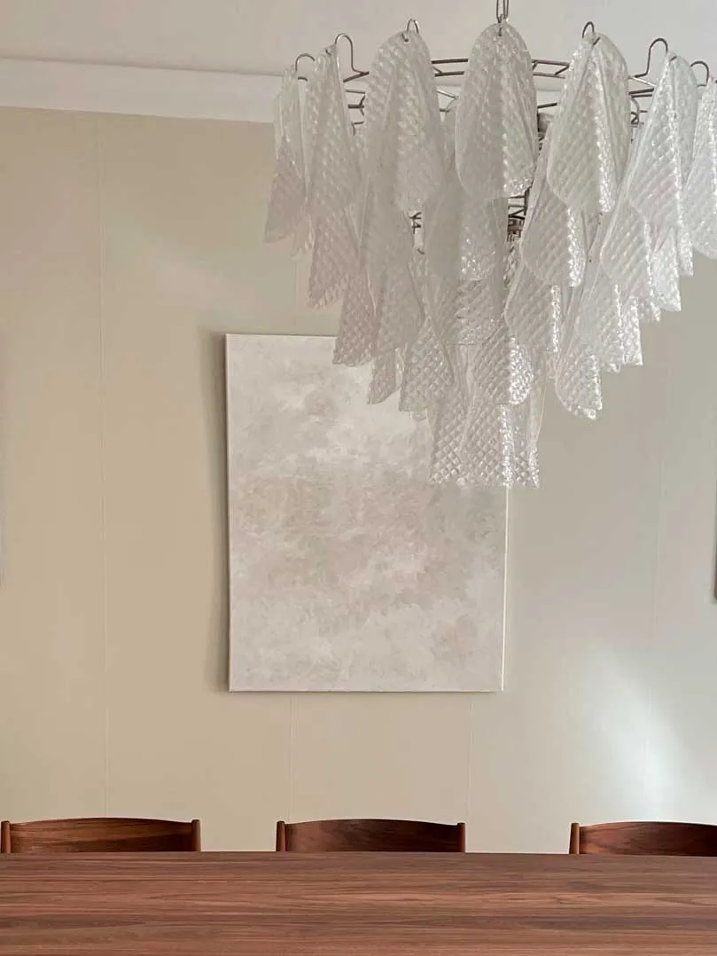 Murano ljuskrona – 50 Rondini – Graniglia – Klar Krom patinerad