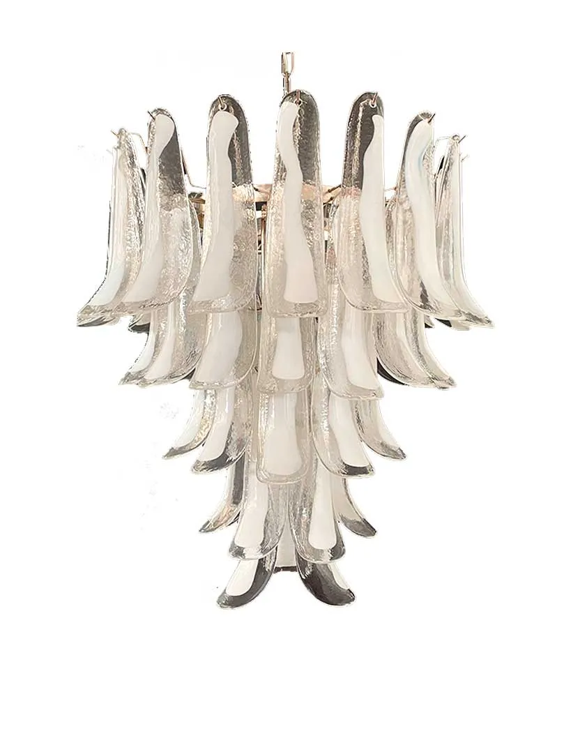 Murano ljuskrona – 52 kronblad – Klar Krom blank