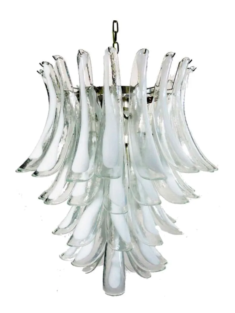 Murano ljuskrona – 52 kronblad – Klar Krom patinerad