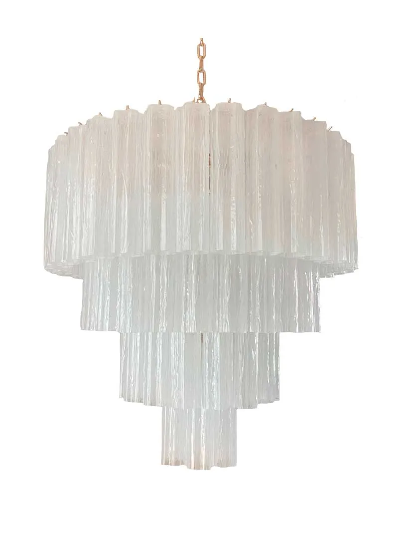 Murano ljuskrona - 78 rör - Opal silk Krom patinerad