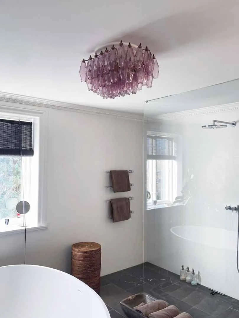 Murano ljuskrona – Poliedri – 56 glas – Rosa