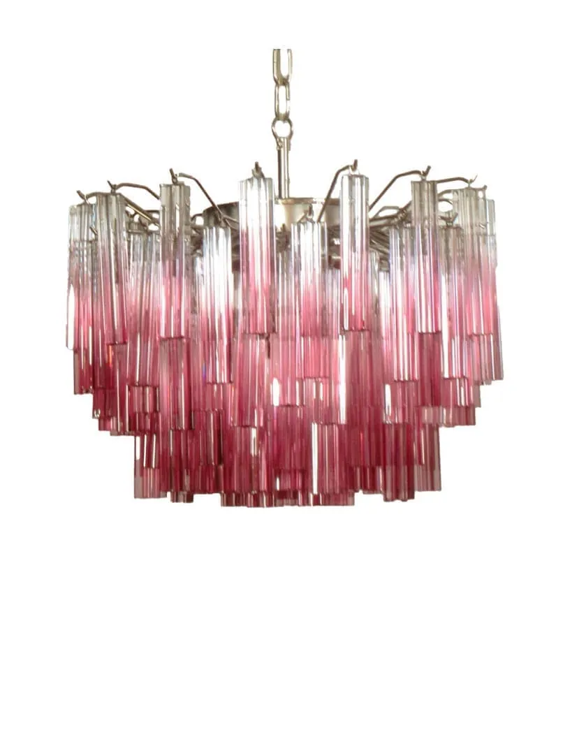 Murano ljuskrona – Quadriedri – 107 prismer – Amatyst Krom patinerad