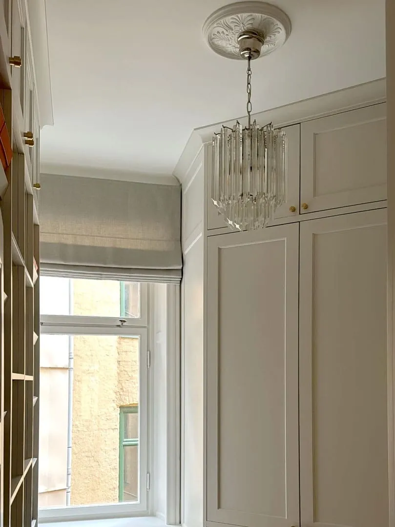 Murano ljuskrona – Quadriedri – 47 prismer – Klar Krom blank