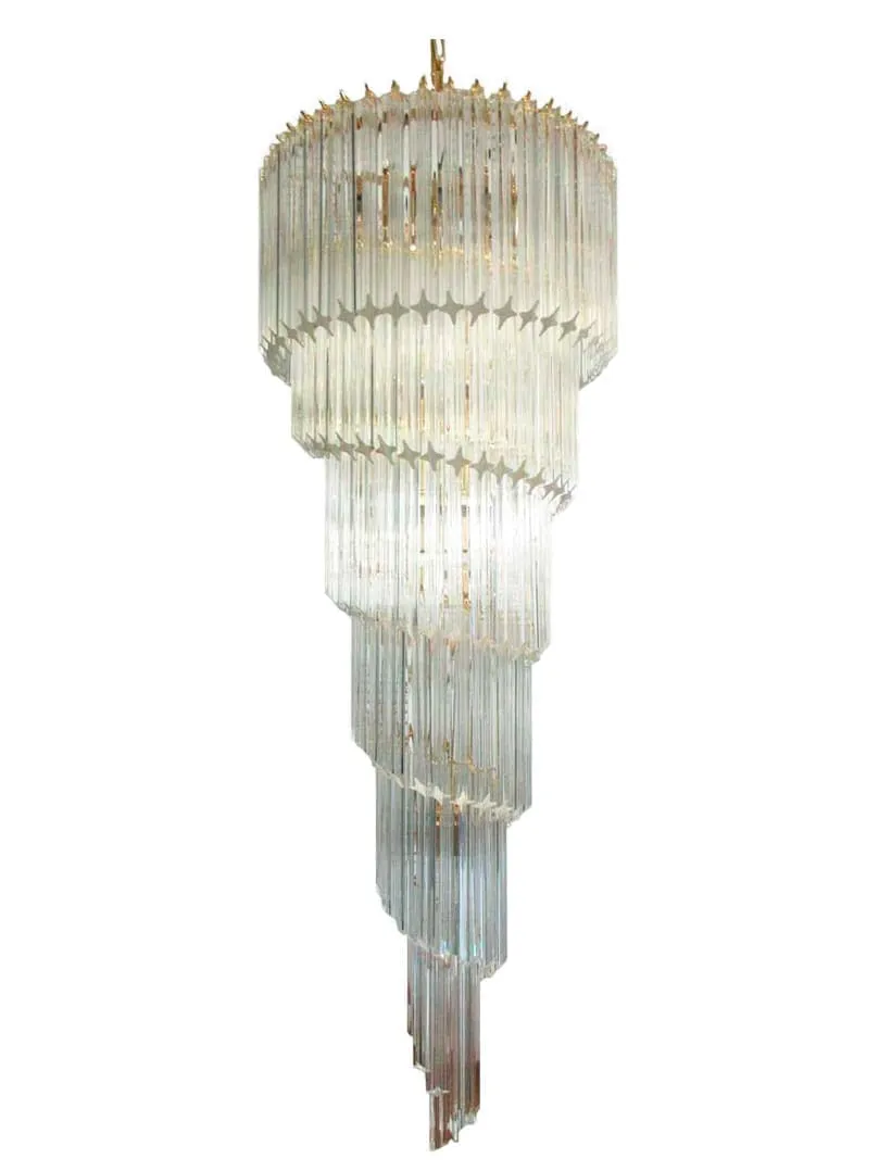 Murano ljuskrona – Spiral – 166 prismer – Klar Krom blank