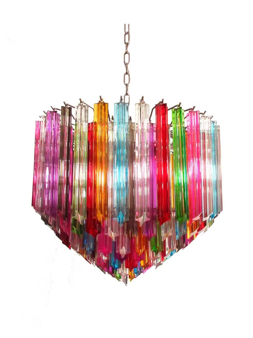 Murano ljuskrona – Tips – 163 prismer – Flerfärgad Krom blank