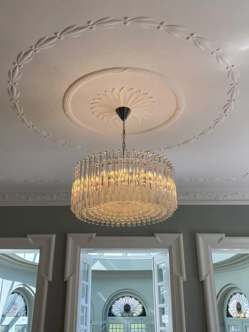 Murano ljuskrona – Triedri – 265 prismer – Klar Krom blank