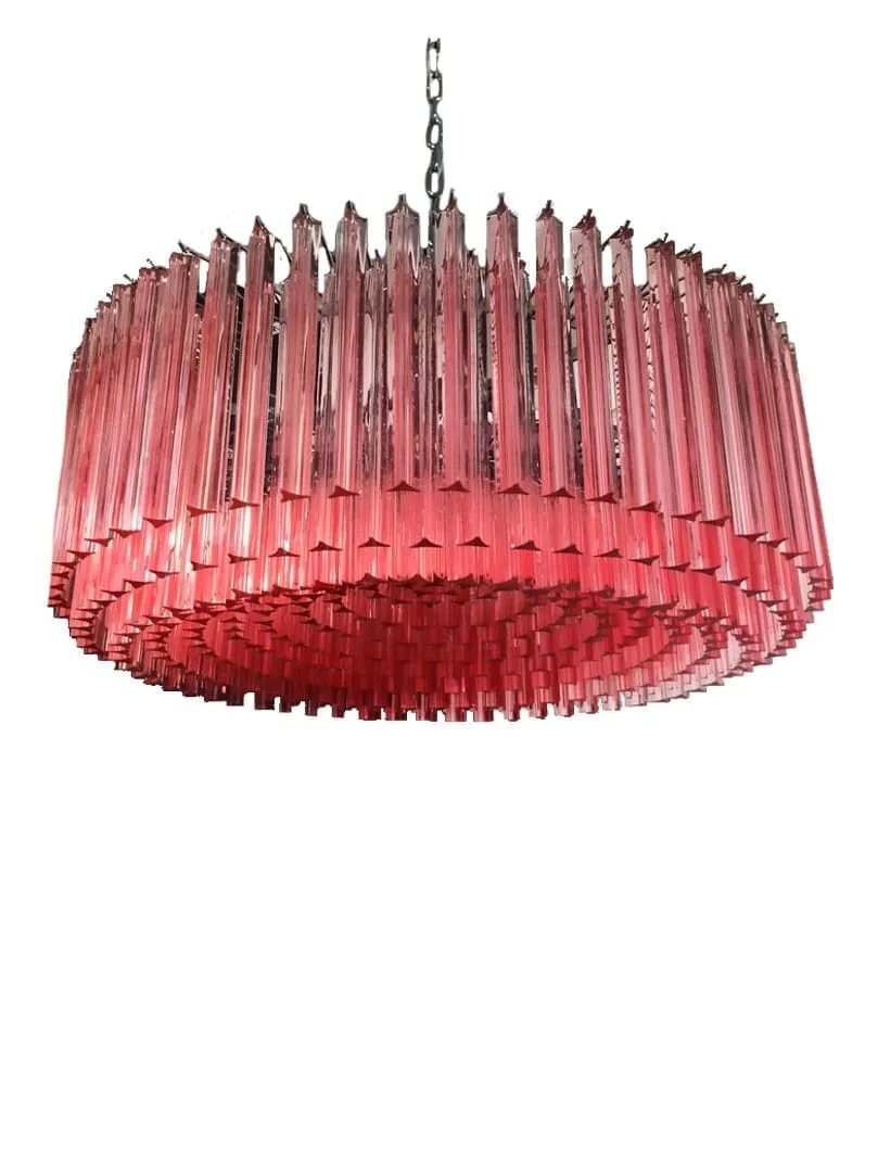 Murano ljuskrona – Triedri – 391 prismer – Rosa Krom blank