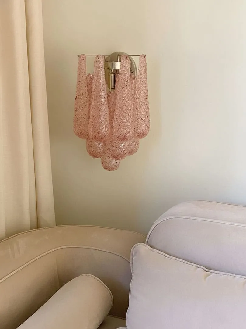 Murano – Vägglampa – Droppe – Rosa Krom blank