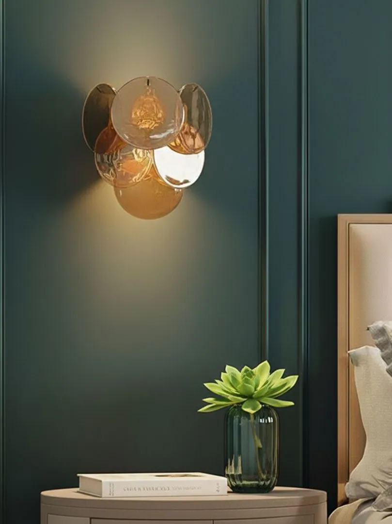 Murano - Vägglampa - Disk - Alabaster Gold Krom patinerad