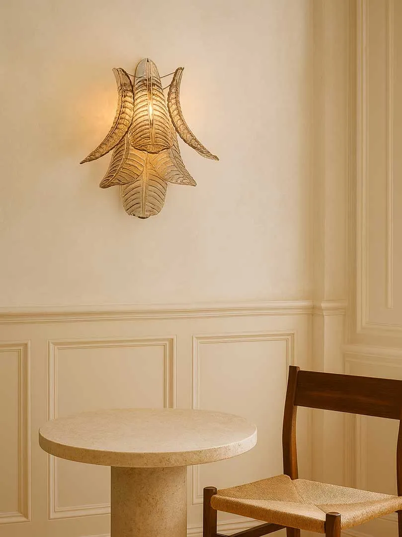 Murano - Vägglampa - Felci - Rökig Krom blank