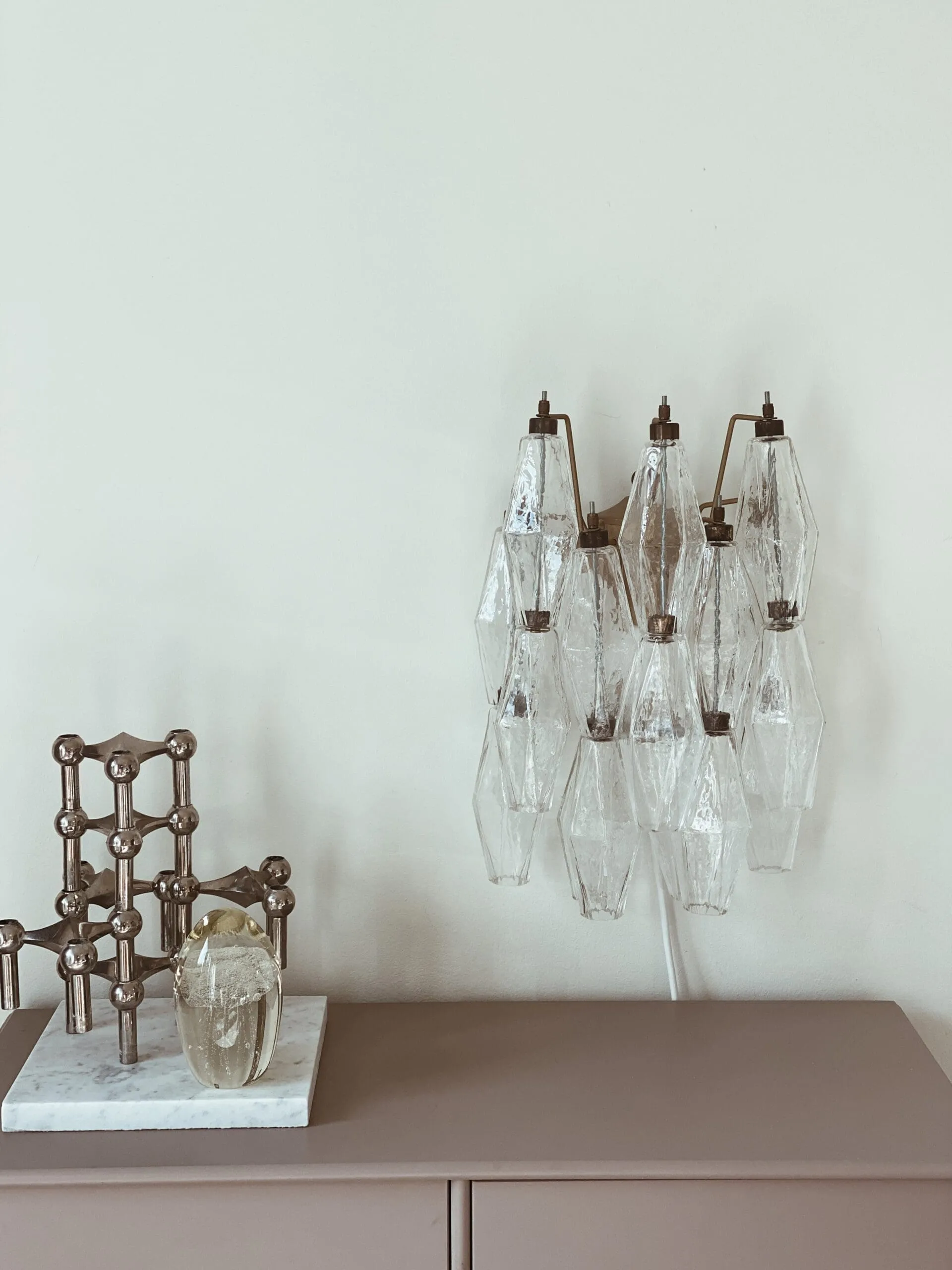 Murano vägglampa – Poliedri – Klar Matt guld med patina