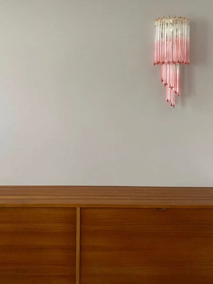 Murano vägglampa – Quadriedri – Rosa Krom blank