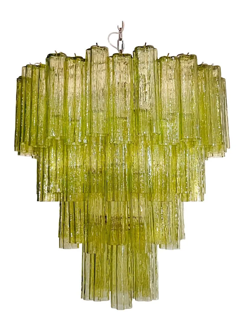 Murano ljuskrona – 80 rör – Grön Krom patinerad