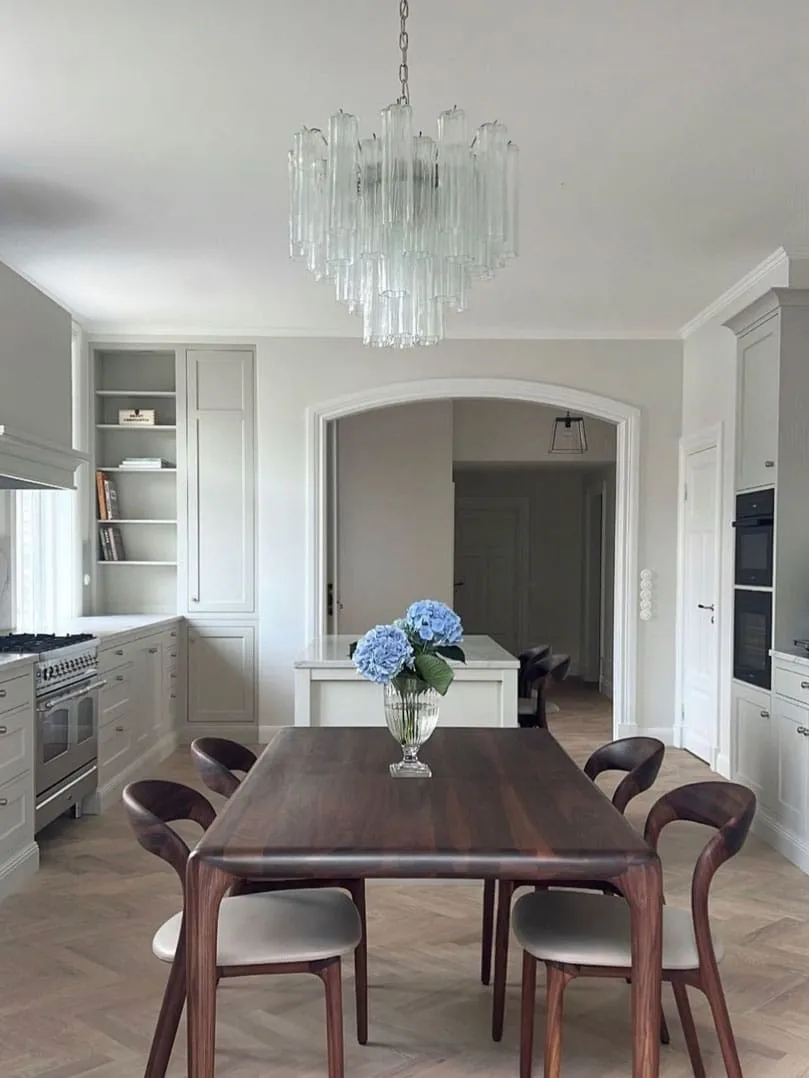 Murano ljuskrona – Rör – 36 rör – Klar Krom blank