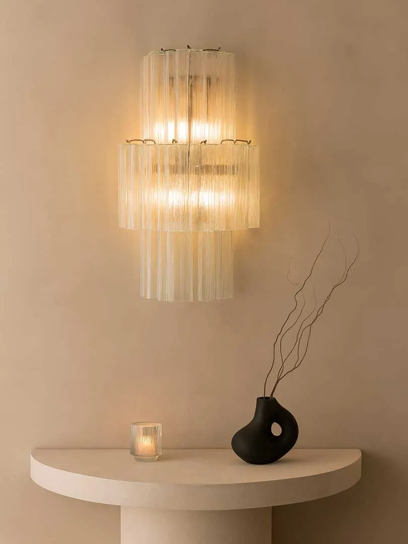 Murano – Vägglampa – Rör – Klar Krom blank