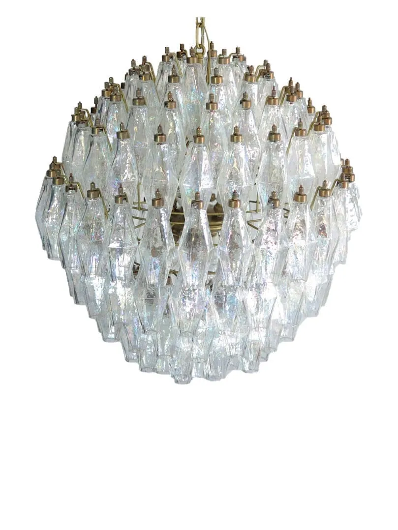 Murano ljuskrona – 140 glas – Pärlemor Matt guld utan patina