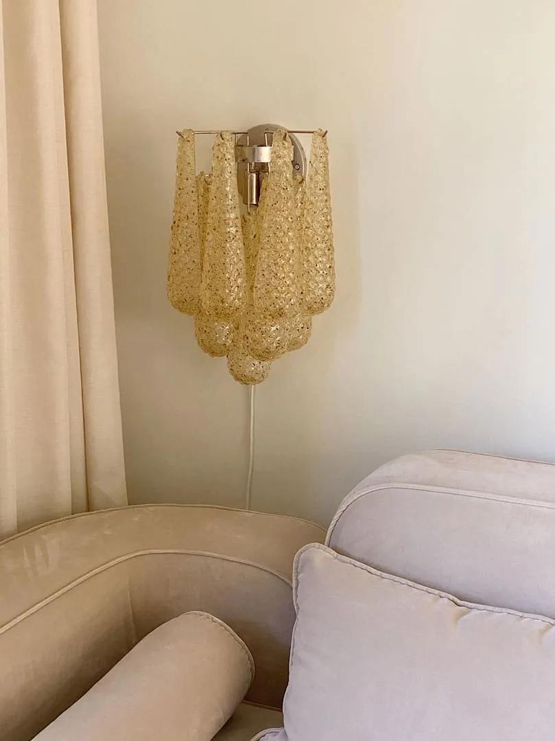 Murano – Vägglampa – Droppe – Bärnsten Krom blank